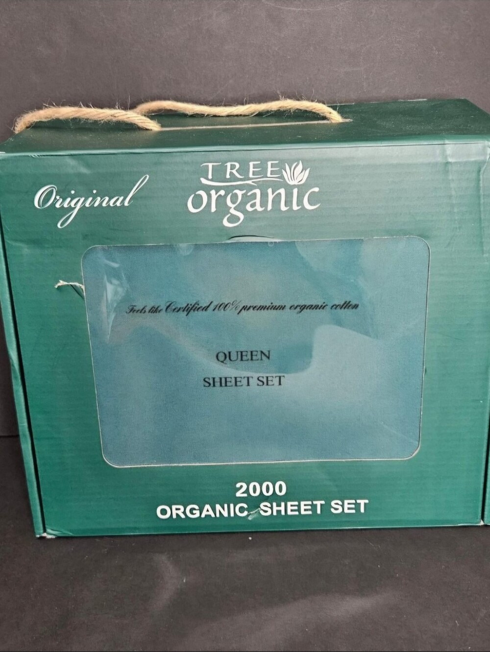Tree Organic 2000 Queen Sheet Set in solid green NEW